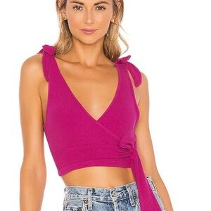 Lovers + Friends Pink Wrap Crop Tank Top